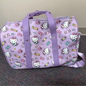 HELLO KITTY PINK ROLLING LEATHER DUFFEL LUGGAGE BAG/SUITCASE